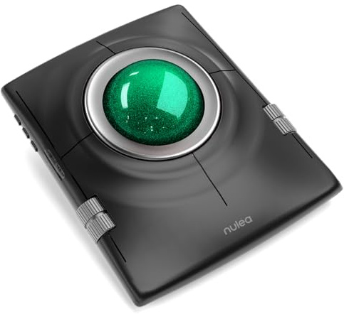 Nulea M512 Wireless Trackball Mouse, Ergonomic 55mm Trackball, Adjustable DPI for Precise Control, Left or Right Hand Compatible, Rechargeable, Multi-Device Bluetooth & 2.4GHz for PC, Laptop（Green）
