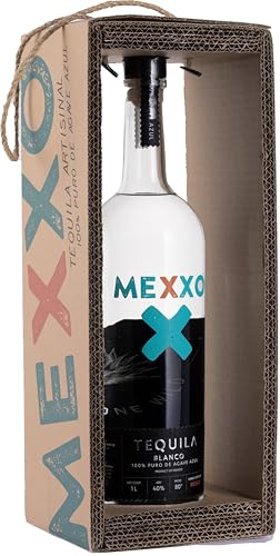 Mexxo Tequila Blanco – 100% Puro de Agave Azul, Artisanal Double-Distilled Silver Tequila, 1L Bottle, 40% Alc/Vol – Premium Mexican Liquid in Eco Gift Packaging