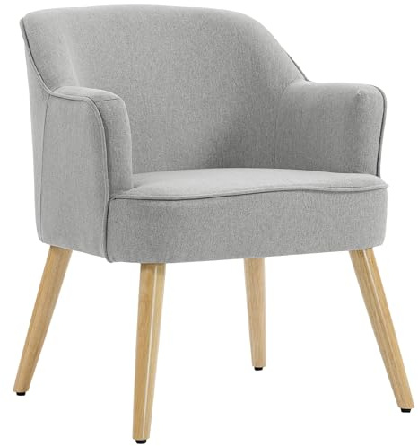 HOMCOM Butaca de Salón Moderna en Lino con Patas de Madera 120kg Gris Claro