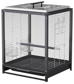 Fågelburar Metallfågelbur Svart enplansutställningsbur for hemmabruk Papegojbur for papegojor, kanariefåglar, parakiter, lovebirds, finkar