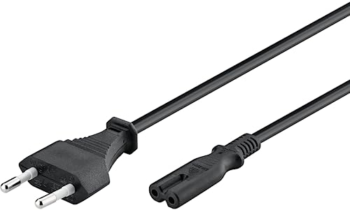 Goobay 50084 Euro Netzkabel 2 polig Eurostecker Typ C & C7 Buchse universelles Stromkabel Eurokabel Anschlusskabel Schwarz Verlängerungskabel 1.5m