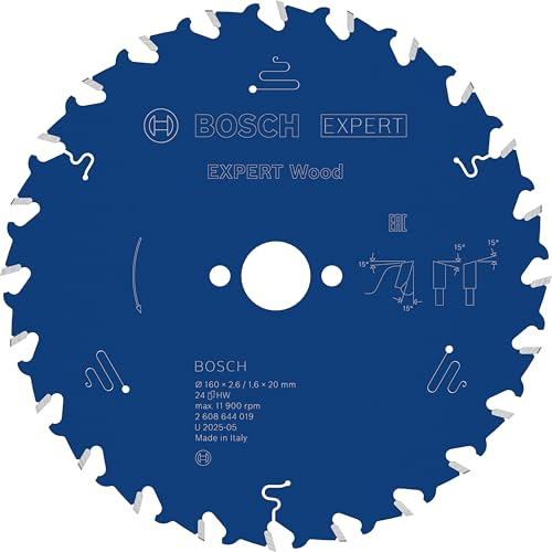 Bosch Professional Kreissägeblatt Expert für Wood (Holz, 160 x 20 x 2,6 mm, 24 Zähne, Zubehör Kreissäge), 2608644019