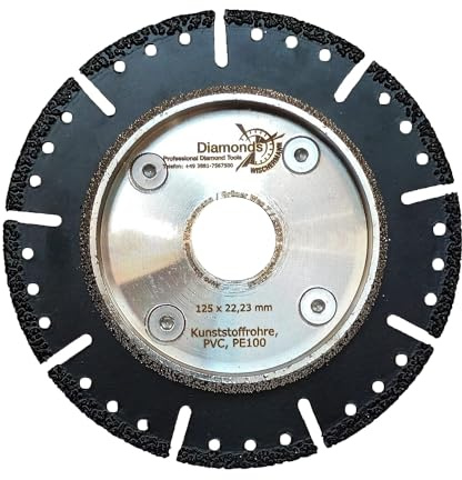 Profi Diamant-Trennscheibe Anfasscheibe für KG Rohre, Diamantscheibe 125 mm, vakuumgelötet, schneiden und anfasen von Kunststoffrohren in einem Arbeitsgang