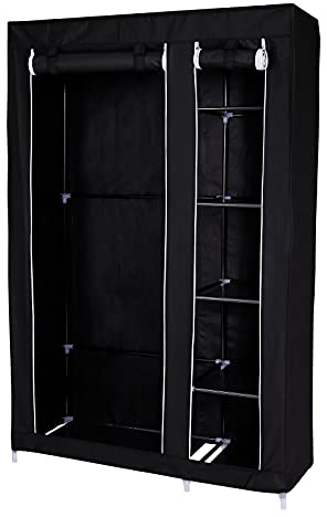 dibea Faltbarer Stoff-Kleiderschrank 175x110x45 cm, schwarz