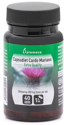 PLAMECA Capsudiet Cardo Mariano, Bienestar hepático y digestivo, Máxima Concentración, 40 Cápsulas Vegetales