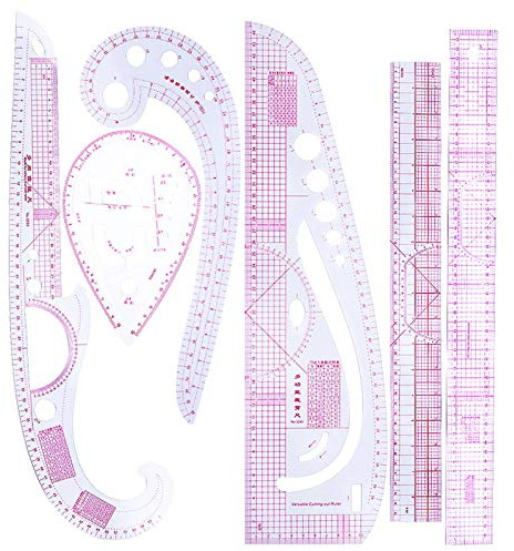 Funien Regla métrica Francesa, 6PCS Regla para graduación de Ropa de Moda en Forma de Curva - Herramientas de Costura para Coser Diseños de Patrones de confección - Plástico