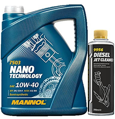 MANNOL 5l, 7503 Nano Technology 10W-40 API SN/CH-4 + Diesel Jet Cleaner Düsenreiniger - Kraftstoff Additiv 250 ml