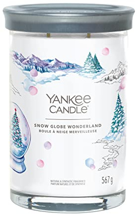 Yankee Candle Signature candela profumata, Snow Globe Wonderland in tumbler grande, Candele di miscela di cera di soia lunga durata