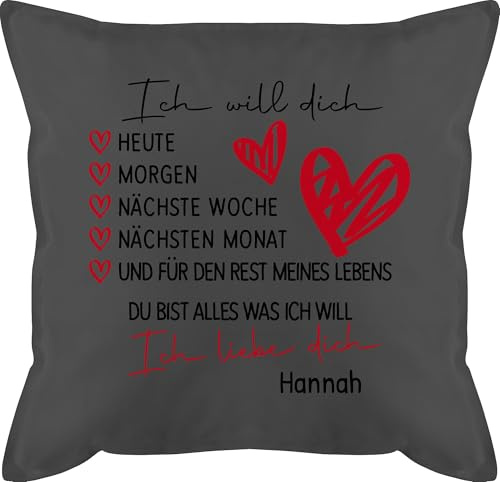 Kissen 50x50 - Partner Ideen - Ich Will Dich Heute Morgen nächste Woche I Ich Liebe Dich Geschenk Paar Geschenke - 50 x 50 cm - Grau - Boyfriend Pillow partnerkisen Valentinstag Love männerkissen