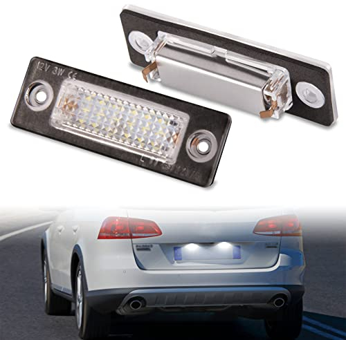 POPMOTORZ LED Kennzeichenbeleuchtung Nummernschildbeleuchtung für VW Caddy 2K Golf Plus 5M1 521 P-assat Limousine 3BG/Variant 3C B6 T5 7H 7J, mit CanBus Fehlerfrei 2835 SMD, 2 Stück