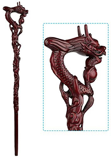 NOALED Canne en Bois Robinet Bâton de Marche Séquoia Vieil Homme Béquilles Sculpture sur Bois Cadeaux d'anniversaire Bâtons Antidérapants,H (L)