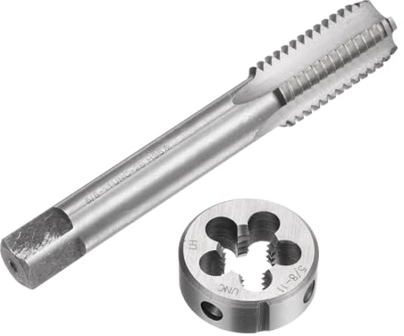 uxcell Gewindeschneider-Set, 5/8-11 UNC, Linksgewindebohrer und runde Schneideisen, Gewindeschneidwerkzeug-Set für Mutter, Schraube, Bolzen, Gewindeschneider, Reparatur, 2-teilig