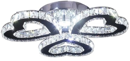 Gadpiparty Herzförmige Kristall Deckenleuchte Led 3-farben Dimmbar Edelstahl 38cm Wohnzimmer Beleuchtung