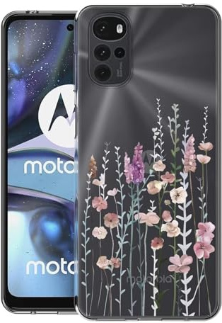 Kaywzo Funda para Motorola Moto G22,Transparente TPU Carcasa con Patrones de Flores Pintadas,Ultra Delgado Mujeres Silicone Phone Protección Case Cover-3