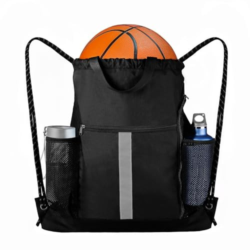 Sportrucksack, Sport Rucksack mit Kordelzug, Großes Fassungsvermögen Faltbar Wasserdicht Gym Backpack, Basketball Rucksack mit Innentasche, Fussballrucksack für Fitness Basketball Fußball Reisen