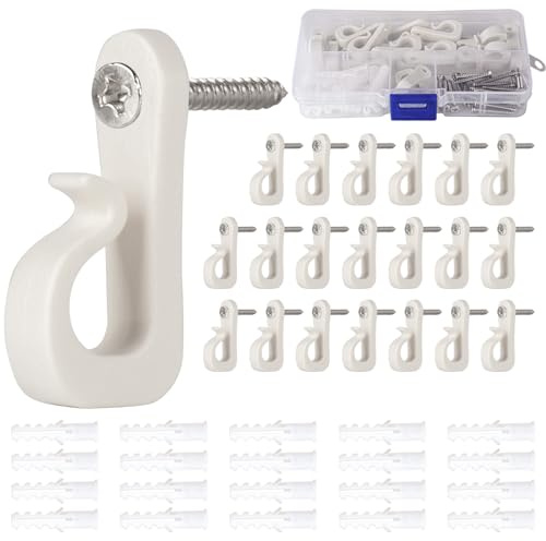 Guolich 20 Stück Schraubhaken Set,Haken zum Schrauben,Wandhaken Weiß, Schraubhaken mit Sicherung, für Aufhängen von Pflanzenkörben Vogelhäuschen Windspielen Laternen Lichterketten