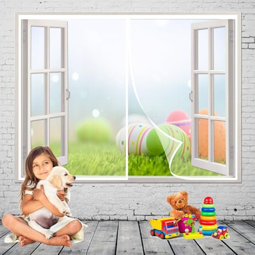 Moustiquaire Porte Fenetre Magnétique 100 x 30 cm Différentes Tailles, Fermeture Automatique Moustiquaire sur Mesure de Porte pour Fenêtres Balcon Séjour, Blanc