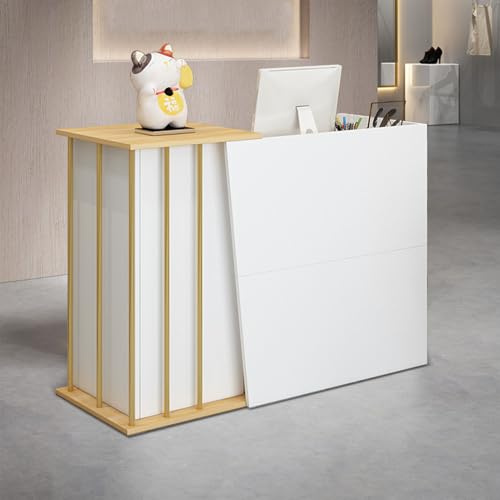 XNKLPY Empfangstheke Rezeption Moderner, Empfangstresen Kosmetik Verkaufstresen, Rezeptionstheke Kassentisch mit 2 Schubladen 4 Stauräumen und Aufbewahrungsschrank, für Rezeption Theke Hotellobby