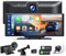 LAMTTO Wireless CarPlay Android Auto,9,26 Zoll Tragbares Autoradio mit 2,5K+1080P Dashcam Vorne Hinten,Carplay-Bildschirm fürs Auto mit 64G TF, Bluetooth, Navigation, Mirror Link,Siri/G00gle, AUX/FM
