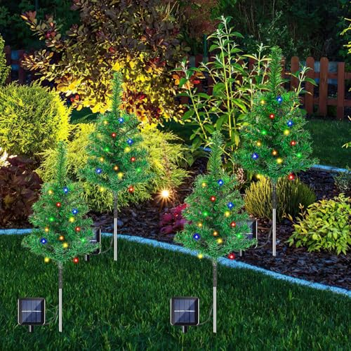 Daromigo LED Solar Weihnachtsbaum 12 PCS Solar Baum Lichter Wasserdicht Farbe Outdoor Weihnachtsbaum Dekorative Lichter Gartenleuchten Weihnachtsdeko für Weihnachten Advent Landschaft