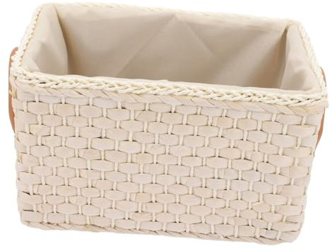 Cabilock 1stück Woven Storage Basket Aus Seegras Dekorativer Aufbewahrungskorb Für Kleidung Spielzeug Und Für Büro Schlafzimmer Bad Und Wohnzimmer Klein Weiß