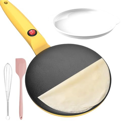 Huxibai Crepe istantanea, crepe maker, padella per colazione, controllo automatico della temperatura da 7,8 pollici, macchina per crepe elettrica con rivestimento antiaderente
