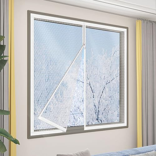 Thermo Cover Window Insulating Film, Window Insulation Film Thermal Insulated Window Cover Curtain with Zipper Clear Window Cold Protection Film Winter,Doors & Windows