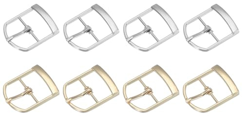 PATIKIL Enkelt spänne bältesspänne metall rullspänne ovala mittstänger spännen för bälte handväska göra läderhårdvara, Silver/ljust guld, 0.8