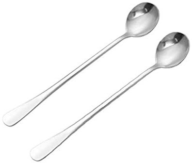 2 PCS Long Handle Latte Spoons Coffee Dessert & Ice Cream Sundae Premium Quality Stainless Steel by Long Handled Coffee Spoons