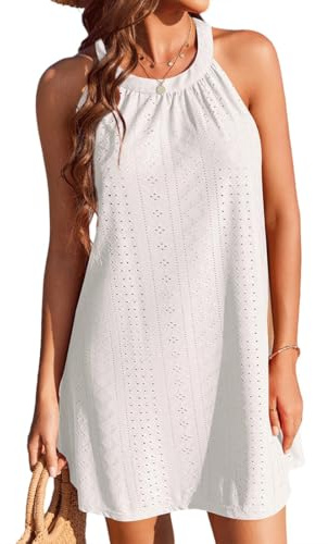 YKDLLF Copricostume Donna Mare Vestito Stampato Ondulato Bikini Cover Up Senza Maniche Abito da Spiaggia Vestiti Donna Scollo a V con Tasca Chiffon Copricostume Spiaggia da Mare