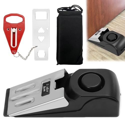 keyxer Türstopper Alarm, Tragbares Türschloss, Alarm Keil mit 120dB Alarm, Einstellbares Doppelschutz Sicherheitstür-Kit, für den persönlichen Schutz von Heimhotels und Reisen