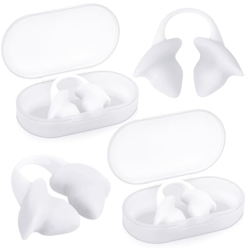 Soulchen Pcs Swimming Nose Plugs Silicone Waterproof Painless Swim Nose Clip with Storage Box for Adults Kids Men Women Beginners (Adult,White)