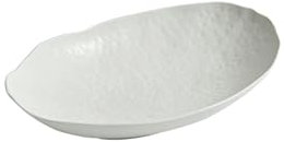 Ceramic Home Steamed Fish Plate, White Oval Salad Plate - 14-inch Deep Dinner Plate