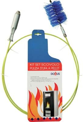 Kit Set Scovolo per Pulizia Stufa a Pellet, Spazzola Diametro 8 cm, Lunghezza 2 Metri, con Manico