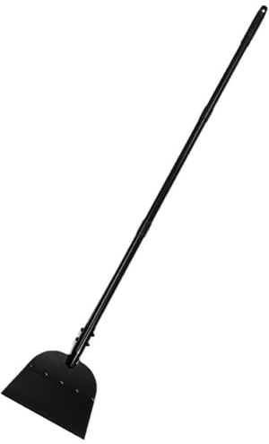 QOXEZY Pala da neve regolabile con manico lungo e raschietto per ghiaccio con lama larga per una pulizia efficiente del giardino e dell'esterno, nero/argento