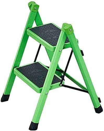 HynJGih Trappstege Bärbar Stegpall Fällbar stege Stegstege Platssparande for hushållskök kontor(Green,2 Layer)