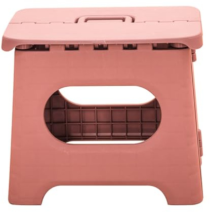 TOGEVAL Piccolo Sgabello Pieghevole Portatile in Plastica Rosa, Taboret Pieghevole per Casa e Bagno, Salvaspazio Design Leggero e Capacità di Carico Elevata, per Viaggi e Uso Quotidiano