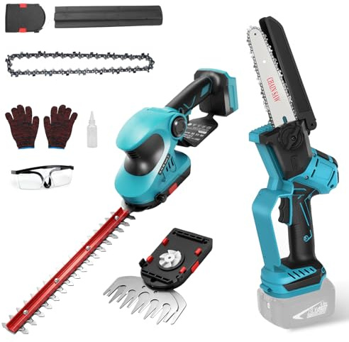 Batteridriven motorsåg och häcksax 3-i-1 kompatibel med Makita 18 V utan batteri