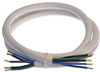 as - Schwabe Cooker Connection Cable - 1.5 m H05VV-F 5G2.5 Plastic Sheathed Cable with 50 mm Coated on Both Sides with Ferrules - 400 V, 16 A for Indoor Use - IP20 - White, 70867