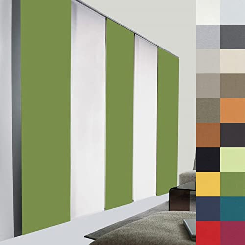 Sun World Schiebegardine nach Maß, Verdunkelungsgardine, Maßanfertigung, Schiebevorhang zur Verdunkelung, Flächenvorhang, Raumteiler, Blickdicht (110cm Höhe x 50cm Breite/Grün)