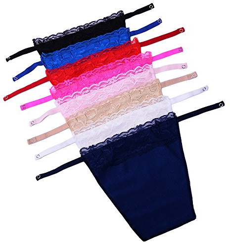 YEKEYI 8Pcs Lady Lace Clip-Mock camisola sujetador Insertar Overlay Modesty Panel chaleco, Talla única