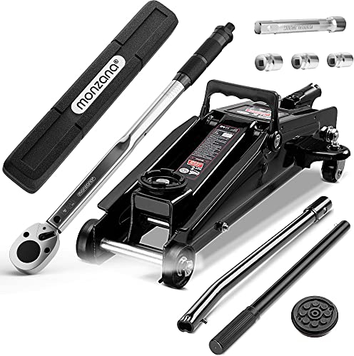 Deuba® hydraulischer Wagenheber 3 Tonnen Hubhöhe 135-400mm inkl. Gummiauflage Drehmomentschlüssel 6tlg. 1/2' 40-210Nm Koffer KFZ SUV Rangierwagenheber