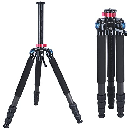 SIRUI R-4214E Heavy-Duty Carbon Tripod with Geared Center Column, 70″Professional tripod with Dual Mounting Platform for Cameras, Telescopes, Measuring Instruments, Max Load 14kg/30lbs