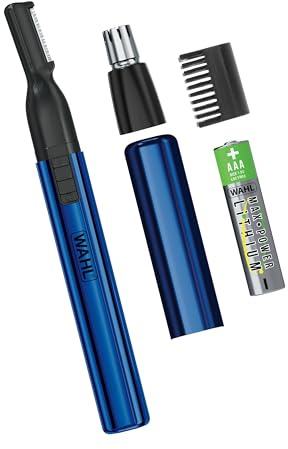 Wahl Lithium 2 in 1 Battery Pen Detail Touch Up Trimmer for Nose, Ear, Neckline, Eyebrow, & Other Detailing - Blue - by The Brand Used by Professionals - Model 5643-200