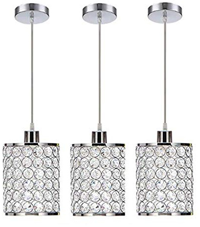 3 Kristallleuchter Pendelleuchte Minimalistisch Chrom Kristall Lampe Rund Langer Hängelampe Verstellbar Modern Elegante Esszimmer Schlafzimmer Küchen Bar Büro Treppen Kreativ Lüster, Ø6,3 * 7,87zoll
