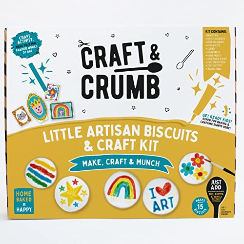 Craft & Crumb Little Artisans Baking & Decorating Kit - Baking Gift Set for Kids 3 & Up - Summer Activies For Kids - With Pre-Measured Cookie Mix, Icing, Decorating Tools