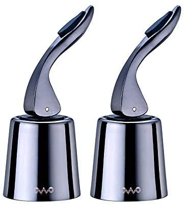 2 Stück OWO Weinverschluss Weinflaschenverschluss Edelstahl Wein Verschlussstopfen Flaschenverschluss Vakuum Weinverschlüsse Wiederverwendbar Wine Stopper Geschenke für Weinliebhaber (Schwarz)
