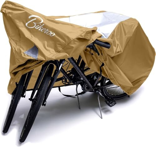 Bikeroo Bike Cover - Waterproof, Outdoor Bicycle Cover for Transport on Rack - Rain Tent for Mountain, Beach Cruiser & Road Bikes - Size XL, Storage for 2 Bicycles