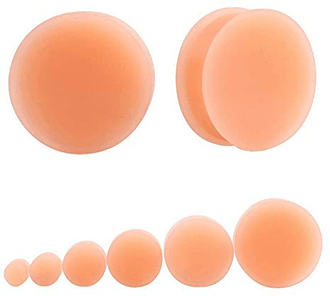 NewZenro Flesh Skin Colored Ear Gauges Silicone Double Plugs Hide Retainer Tunnels Expanders Stretcher Silicone Body Piercing Jewelry 2PCS (00g(10mm))
