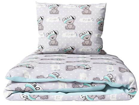 Baby Comfort Juego de edredón y Almohada de 2 Piezas para bebés y niños de 120 x 90 cm para Adaptarse a la Cama de Cuna Infantil (It's a Boy) (12 Meses+)